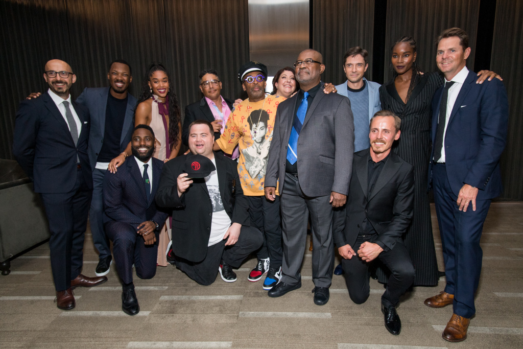 Peter Kujawski, Corey Hawkins, Laura Harrier, Nick Turturro, Ashlie Atkinson, Spike Lee, Ken Garito, Ron Stallworth, Jasper Paakkonen, Topher Grace, Damaris Lewis, John David Washington and Paul Walter Hauser attend the after party for the premiere of Focus Features' 'BlacKkKlansman' on August 8, 2018 in Beverly Hills, California. Peter Kujawski, Corey Hawkins, Laura Harrier, Nick Turturro, Ashlie Atkinson, Spike Lee, Ken Garito, Ron Stallworth, Jasper Paakkonen, Topher Grace, Damaris Lewis, John David Washington and Paul Walter Hauser attend the after party for the premiere of Focus Features' 'BlacKkKlansman' on August 8, 2018 in Beverly Hills, California.