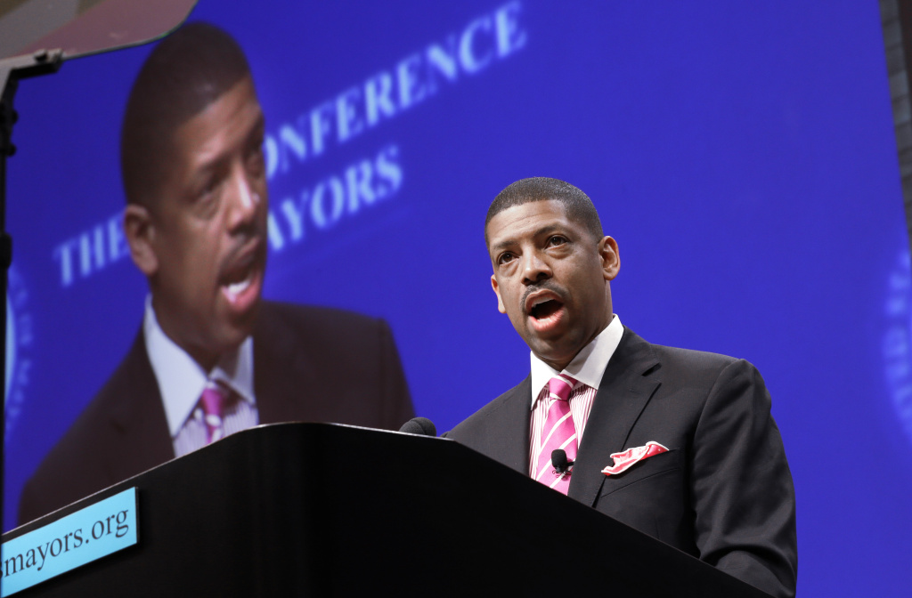 Sterling Race Panel Sacramento, Calif., Mayor Kevin Johnson, president of the U.S. Conference of Mayors, speaks before a panel discussion about sports and race relations during a conference meeting Monday, June 23, 2014, in Dallas. Johnson led a gathering of mayors Sunday, Sept. 28 in a discussion of race at a gathering in Sacramento.
