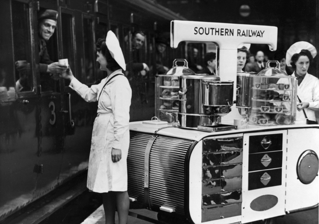 Amazing Trolley One of the Southern Railway's new tea trolleys in service at Waterloo Station, London on March 1, 1946.