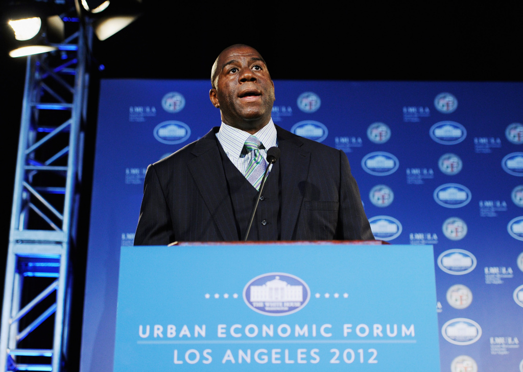 Government And Business Leaders Speak At Urban Economic Forum In Los Angeles Chairman and CEO of Magic Johnson Enterprises Earvin