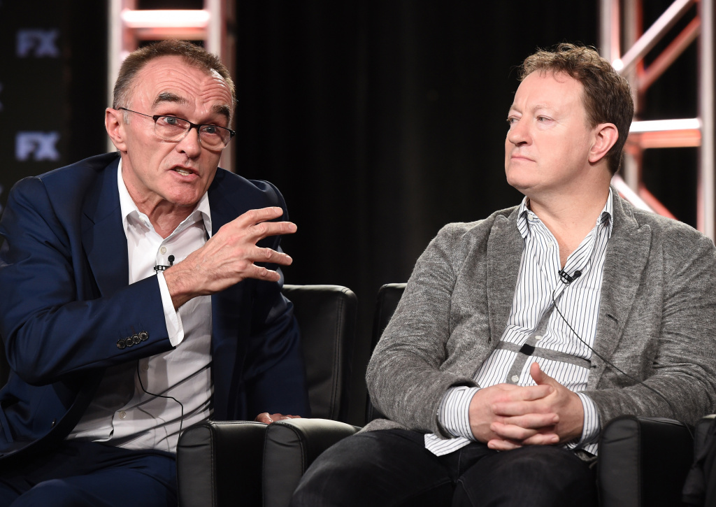 Executive Producer/Director Danny Boyle and Creator/Executive Producer/Writer Simon Beaufoy during the TRUST panel 2018 FX WINTER TCA: L-R: TRUST Executive Producer/Director Danny Boyle and Creator/Executive Producer/Writer Simon Beaufoy during the TRUST panel at the 2018 FX WINTER TCA at the Langham Hotel, Friday, Jan. 5 in Pasadena, CA. CR: Frank Micelotta/FX/PictureGroup