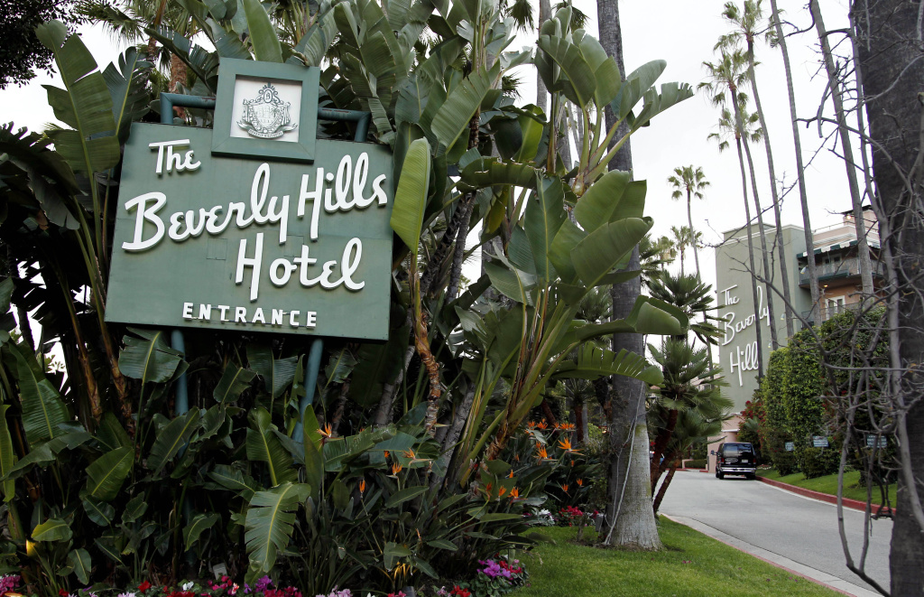 Beverly Hills Hotel-Sultan In this April 25, 2012 file photo, the entrance to the Beverly Hills Hotel is seen in Beverly Hills, Calif. Hollywood is responding to harsh new laws in Brunei by boycotting the Beverly Hills Hotel. The Motion Picture & Television Fund joined a growing list of organizations and individuals Monday, May 5, 2014, refusing to do business with hotels owned by the Sultan or government of Brunei to protest the country’s new penal code that calls for punishing adultery, abortions and same-sex relationships with flogging and stoning.