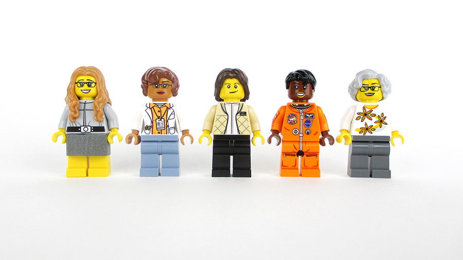 The Women of NASA featured in the Lego set are (left to right): computer scientist Margaret Hamilton, mathematician Katherine Johnson, astronaut Sally Ride, astronomer Nancy Grace Roman, and astronaut Mae Jemison. The Women of NASA featured in the Lego set are (left to right): computer scientist Margaret Hamilton, mathematician Katherine Johnson, astronaut Sally Ride, astronomer Nancy Grace Roman, and astronaut Mae Jemison.