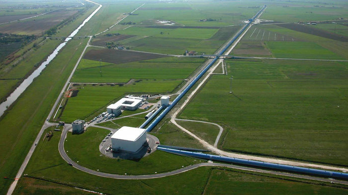 Gravitational wave observatories, like this one in Italy, use giant arms to measure tiny ripples in the fabric of space-time. Gravitational wave observatories, like this one in Italy, use giant arms to measure tiny ripples in the fabric of space-time.
