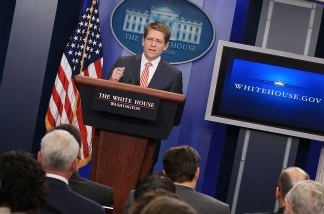 White House Press Secretary Jay Carney speaks in the White House briefing room on April 11, 2011, in Washington, DC. Carney said President Obama will deliver a speech on Wednesday regarding his deficit reduction plan.