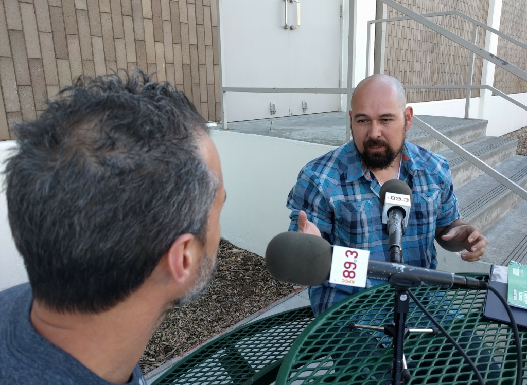 KPCC listener Everardo Landero (R) talks with host A Martinez. Landero hopes to get his U.S. citizenship by the end of 2017. KPCC listener Everardo Landero (R) talks with host A Martinez. Landero hopes to get his U.S. citizenship by the end of 2017.