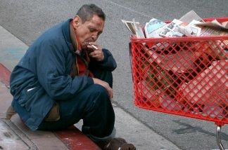 Mercer 11335 Homeless man, downtown Los Angeles, December 2005.