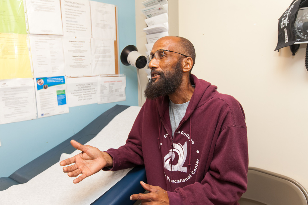 Hep C - 2 Anthony Bellard, 55, of Compton waits to speak to his doctor at St. John's. He recently began taking Harvoni, one of the drugs that treats hepatitis C.
