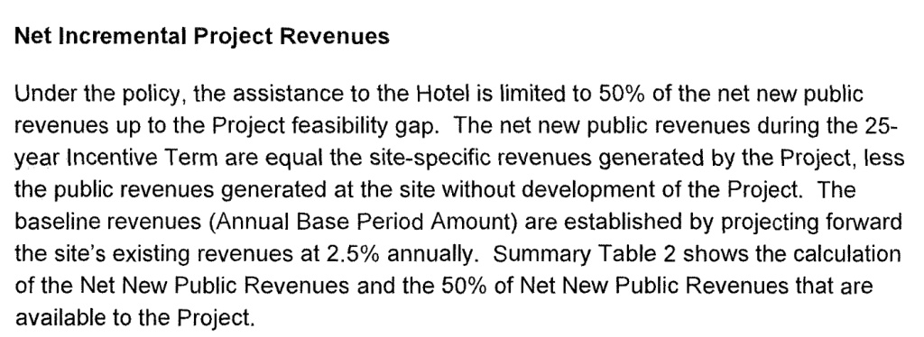 Formula for hotel tax subsidy Here is the language that sets out the formula for the tax subsidy the city is offering the developer of the Fig+Pico hotel project.