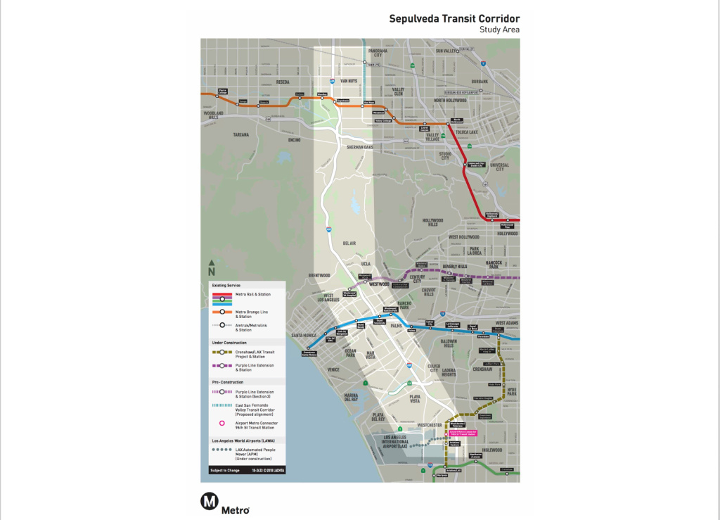 Sepulveda Pass rail The project area for Metro's planned rail corridor connecting the San Fernando Valley to West L.A.