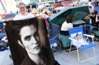 Fans are shown camping out for the upcoming premiere of 'The Twilight Saga: Eclipse' at Nokia Plaza on June 21, 2010 in Los Angeles, California.