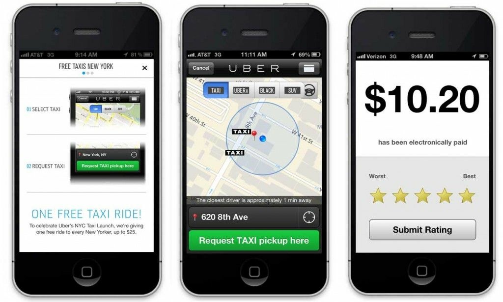 Uber Image showing the Uber transportation app.