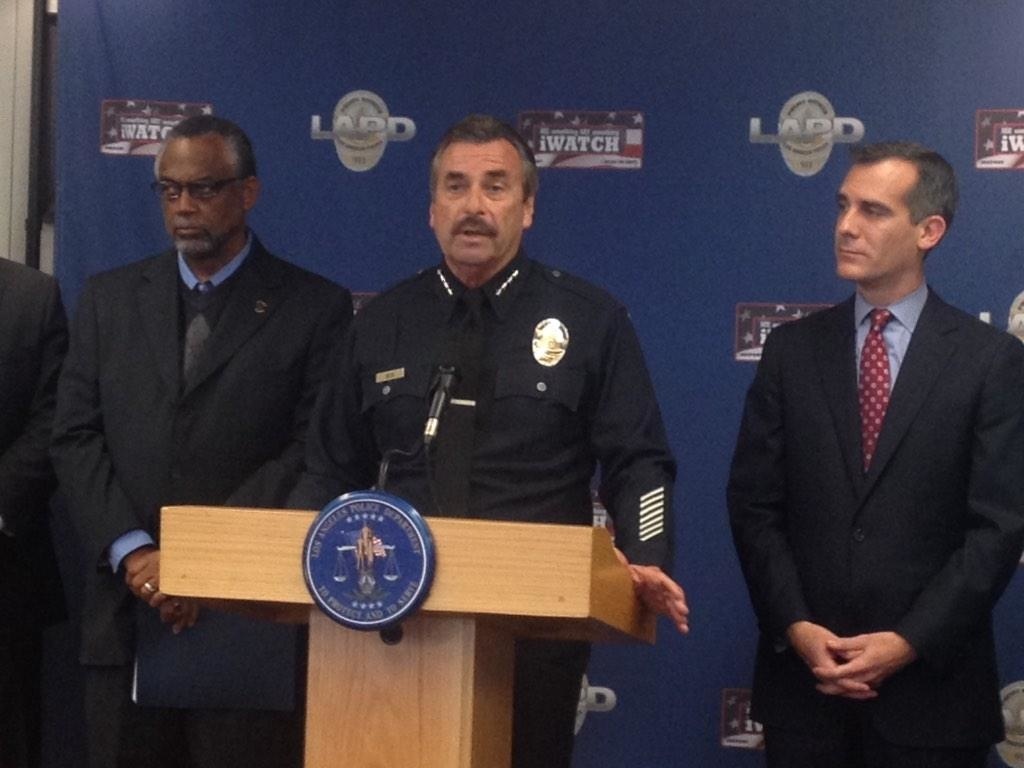 Chief Beck at Ezell Ford presser LAPD Chief Charlie Beck addresses the media at a press conference over the Ezell Ford shooting.