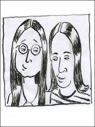 Mercer 7370 Mimi and Mike in their yearbook in a new sketch by Mimi Pond.