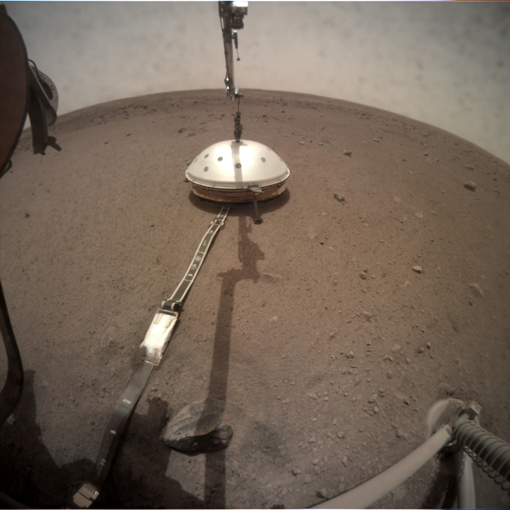 InSight's seismometer measures mars quakes from beneath a wind and thermal shield. InSight's seismometer measures mars quakes from beneath a wind and thermal shield.