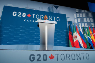 US President Barack Obama at a press conference speaks at the conclusion of the G20 Summit in Toronto, Ontario, Canada, June 27, 2010.