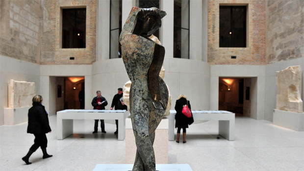 View of German artist Marg Moll's sculpture 'Female Dancer' (around 1930), during a press preview of so-called 'Degenerate Art' at Berlin's Neues Museum November 8, 2010. The sculpture is one of 11 pieces found in 2010 during archaeological excavations near the city's town hall (Rote Rathaus). At first believed to be ancient works, it was later found out that the sculptures had toured Germany as part of the Nazi-sponsored 1937 exhibition of 'Degenrate Art'.