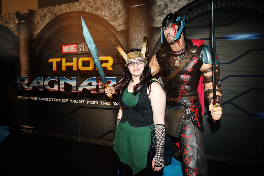 Armageddon The Entertainment Expo A fan poses at Marvel Studios Thor: Ragnarok booth at Armageddon on October 21, 2017 in Auckland, New Zealand.
