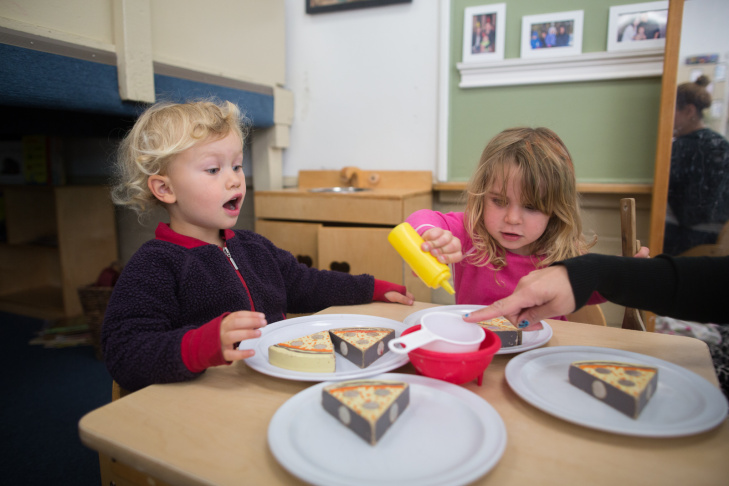 A preschool student at La Canada's Child Educational Center plays with mud. Jordan Young, a neuroscientist,  emphasizes that associations between gender and color, or gender and specific activities aren’t hardwired in the baby’s brain – the physical and social environment we give to kids builds them up
