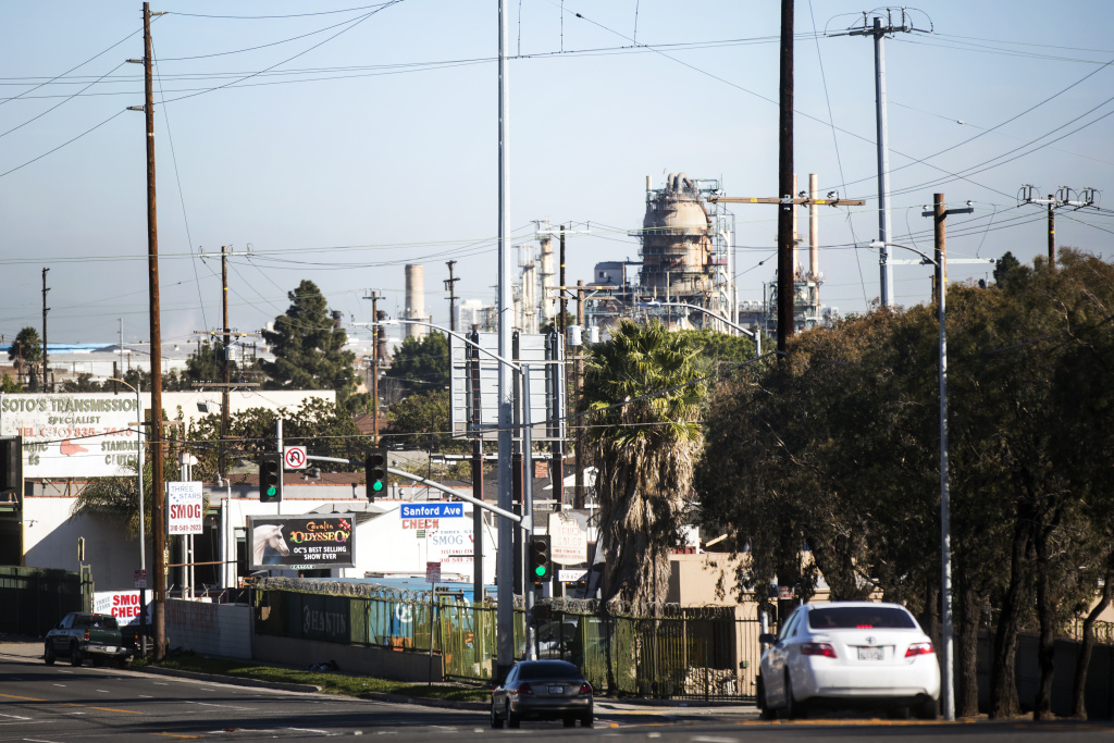 Wilmington Clean Air - A refinery seen from the Pacific Coast Highway at Sanford Avenue in Wilmington on Tuesday afternoon, Jan. 31, 2017.
