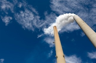 The smoke stacks at American Electric Power's (AEP) Mountaineer coal power plant in New Haven, West Virginia.