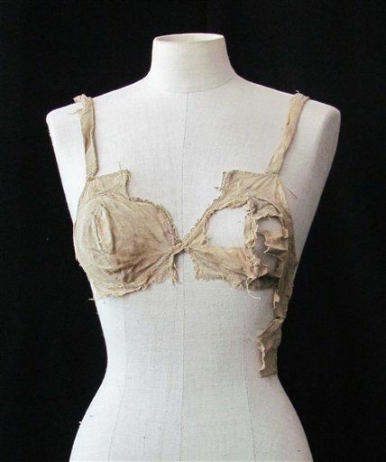 This undated picture publicly provided by the Archeological Institute of the University of Innsbruck, shows a medieval bra. The bra is commonly thought to be little more than 100 years old as corseted women abandoned rigid fashions and opted for the more natural look. But that timeline is about to be revised with the discovery of four brassieres from the Middle Ages in a debris-filled vault of an Austrian castle.