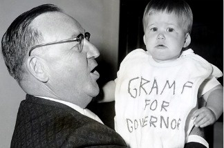 Mercer 18680 Pat Brown and a very young supporter of his campaign.