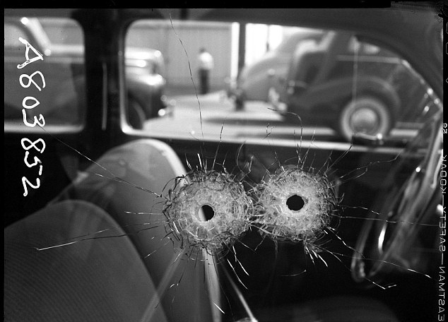 LAPD Crime Photos A car with bullet holes from October 10, 1942