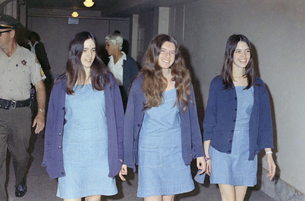 Manson Family Killings Susan Atkins (left), Patricia Krenwinkel and Leslie Van Houten walk to court to appear for their roles in the 1969 cult killings of seven people in the Tate-LaBianca murders. All three, plus Charles Manson, were sentenced to death — though those sentences were later commuted to life in prison.