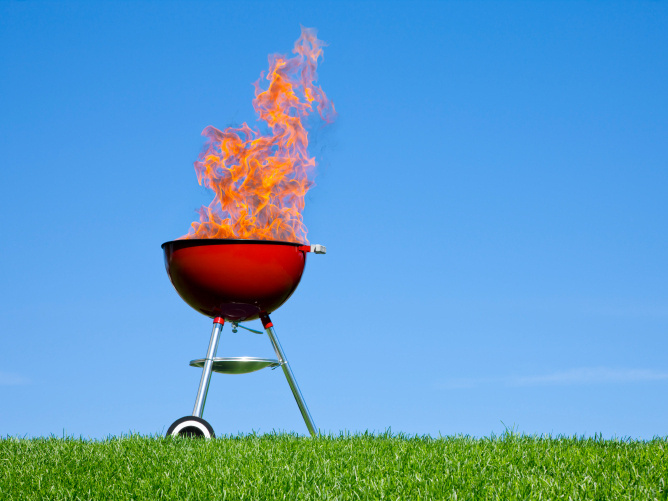 Don't get near that grill with the spray-on sunscreen.