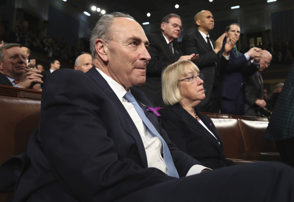 State Of Union Sens. Chuck Schumer of New York and Patty Murray of Washington state, both Democrats, listen as President Trump delivers the State of the Union address.