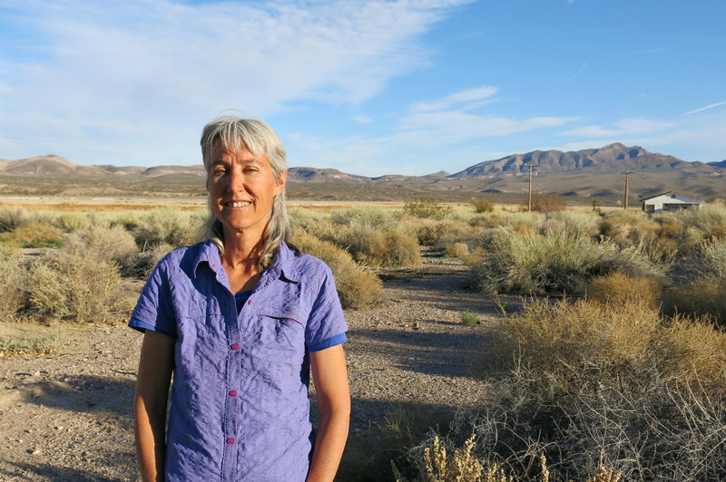 Solar and wind storage Laura Cunningham, co-founder and executive director of Basin and Range Watch, stands near her home in Nevada. Her group has taken legal action against the U.S. Bureau of Land Management to learn more details about the number of bird deaths associated with Crescent Dunes Solar Energy Plant.