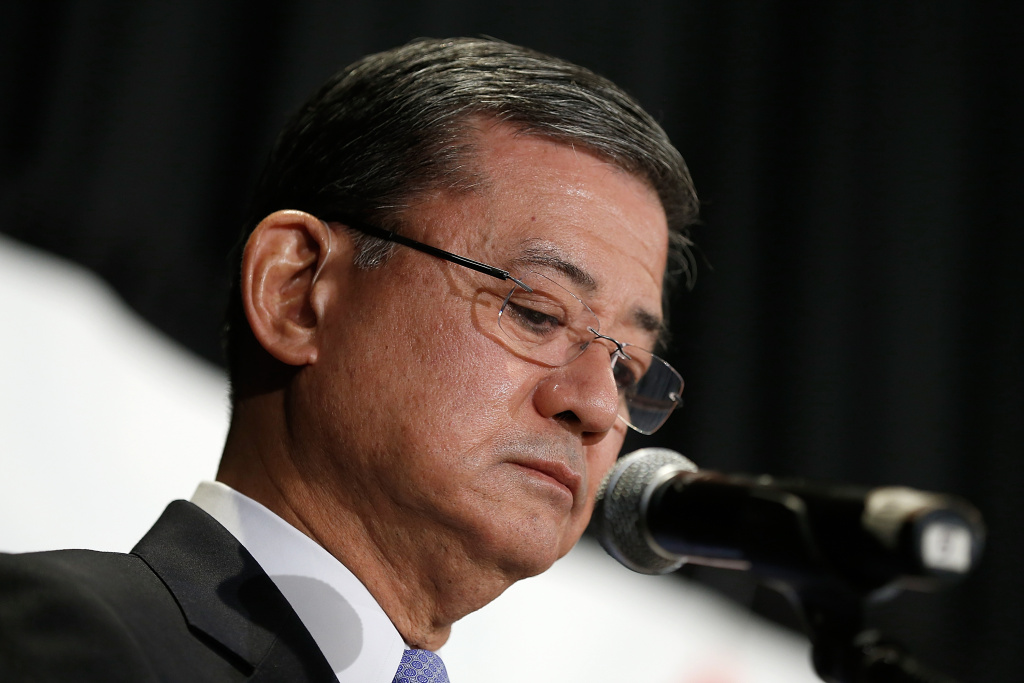 Veterans Affairs Secretary Shinseki Addresses Homeless Veterans Conference U.S. Secretary of Veterans Affairs Eric Shinseki addresses the National Coalition for Homeless Veterans May 30, 2014 in Washington, DC. Shinseki is under bipartisan pressure to resign in the wake of an unfolding scandal following a report by the inspector general's office.