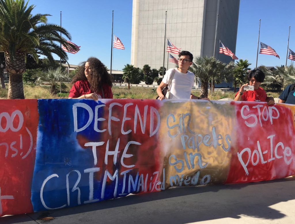 Protesters at an immigrant rights rally outside the West Los Angeles federal building on Oct. 5, 2017, the deadline date for eligible Deferred Action for Childhood Arrivals, or DACA, recipients to renew their protection from deportation one last time before the program ends in March. The Trump administration rescinded DACA in early September. Protesters at an immigrant rights rally outside the West Los Angeles federal building on Oct. 5, 2017, the deadline date for eligible Deferred Action for Childhood Arrivals, or DACA, recipients to renew their protection from deportation one last time before the program ends in March. The Trump administration rescinded DACA in early September.