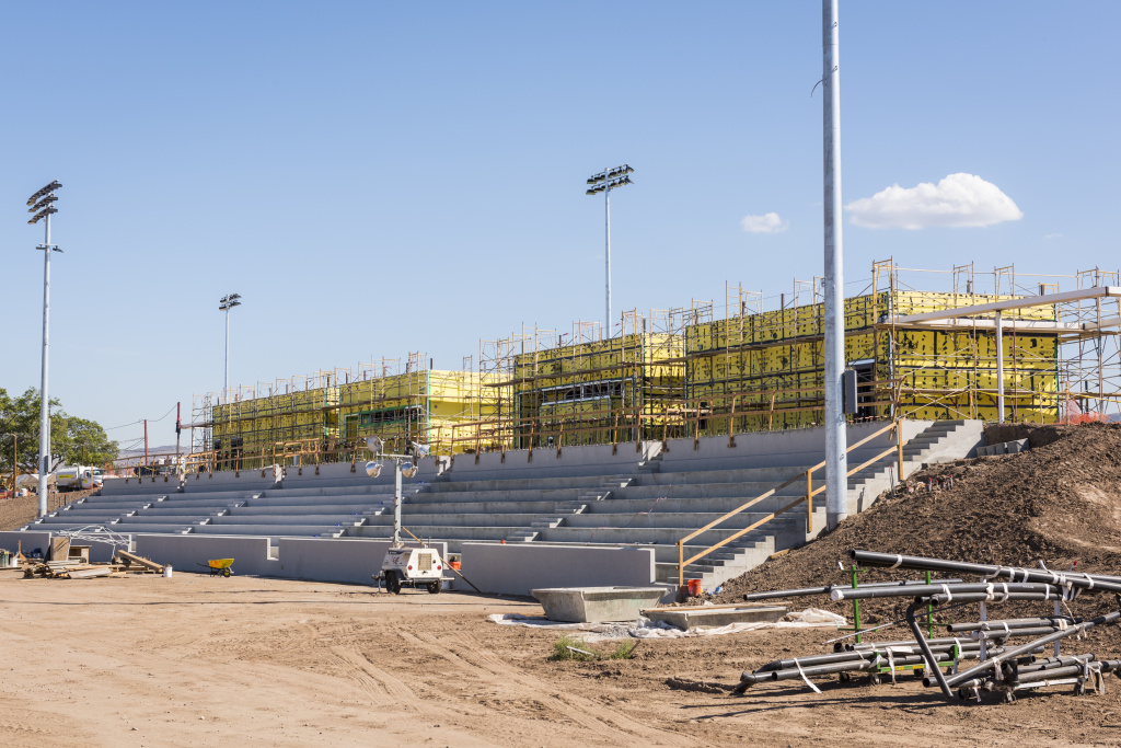 When the championship soccer field is complete there will be permanent seating for 5,000 spectators. When the championship soccer field is complete there will be permanent seating for 5,000 spectators.