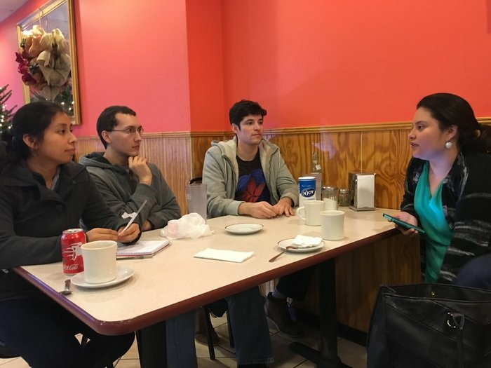 Viridiana Martinez, right, discusses immigration activism in Durham, N.C., with young people hoping to become more involved in helping immigrants in the country illegally. Viridiana Martinez, right, discusses immigration activism in Durham, N.C., with young people hoping to become more involved in helping immigrants in the country illegally.