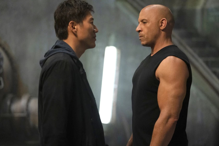 Sung Kang (L) and Vin Diesel (R) in the film “F9: The Fast Saga Sung Kang (L) and Vin Diesel (R) in the film “F9: The Fast Saga