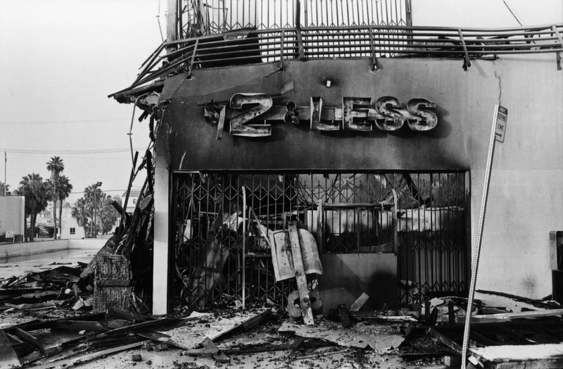 A store destroyed by the 1992 LA Riots. Credit: Gary Leonard/LA Public Library