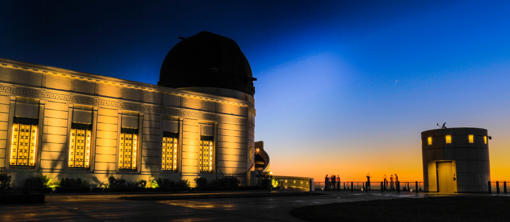 Griffith Observatory at dusk.