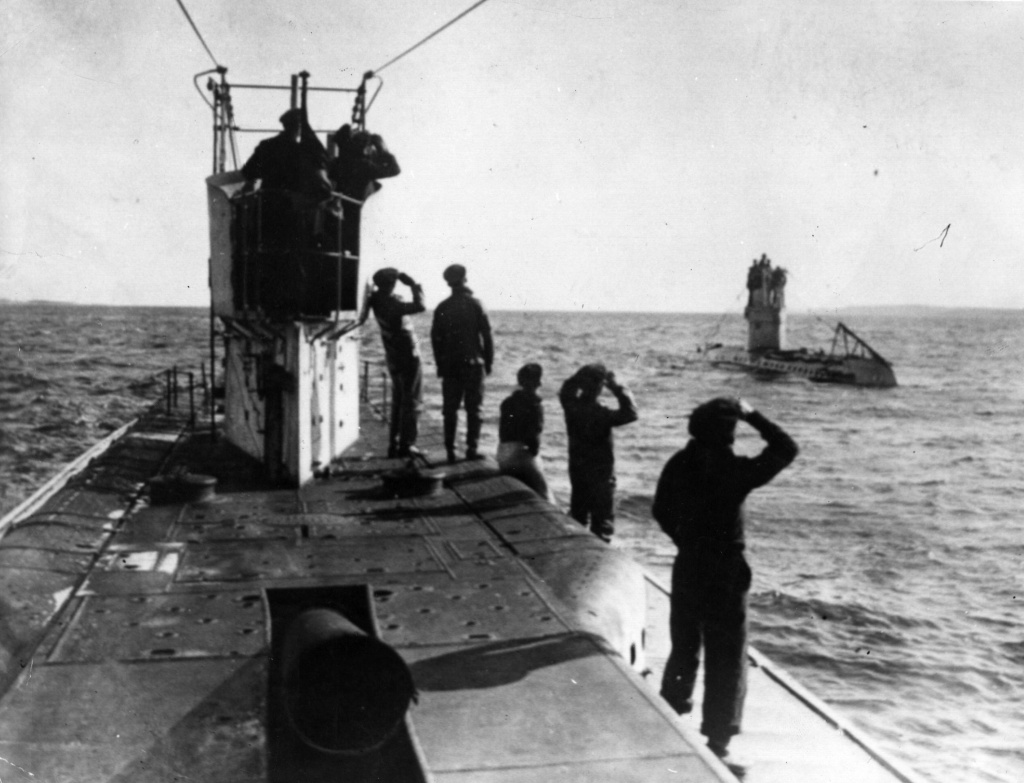German U-Boats Two German submarines, the U35 and U42, surface off the Mediterranean coast.