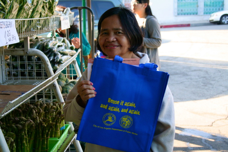Even in a small market like Grocery Warehouse, LA sanitation workers are ready to talk to people in 5 languages, a sign of the city's diversity. 