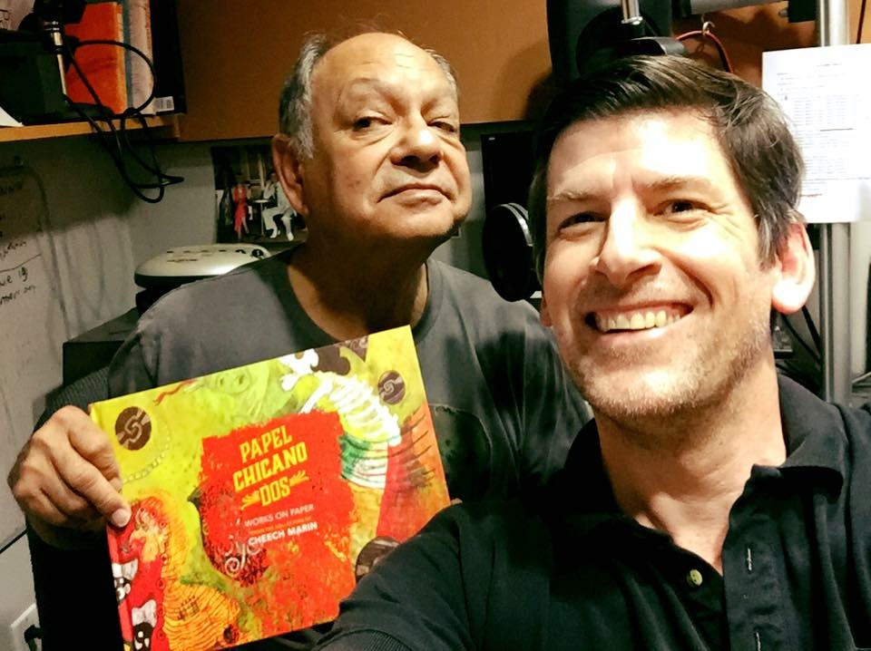Chicano art hero Cheech Marin and Off-Ramp host John Rabe in the Off-Ramp Pavilion at KPCC, for Cheech's latest book, Chicano art hero Cheech Marin and Off-Ramp host John Rabe in the Off-Ramp Pavilion at KPCC, for Cheech's latest book,