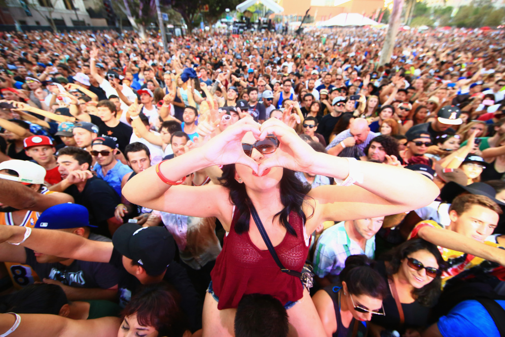 2014 Budweiser Made In America Festival - Day 1 - Los Angeles Music fans at the Made in America Festival at Los Angeles Grand Park on August 30, 2014 in Los Angeles, California.