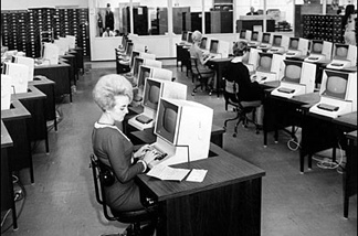 Mercer 8078 Before Karen Fritsche developed the Schlepometer, it took a roomful of women like this (photographed in a secret underground office at the Hahn Hall of Administration) ten days to find Angelenos their ideal mates.