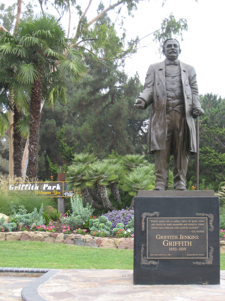 The bronze statue of Griffith J. Griffith in LA's Griffith Park The bronze statue of Griffith J. Griffith in LA's Griffith Park