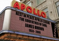 The Apollo Theater marquee during the James Brown viewing on December 28, 2006 in New York City.