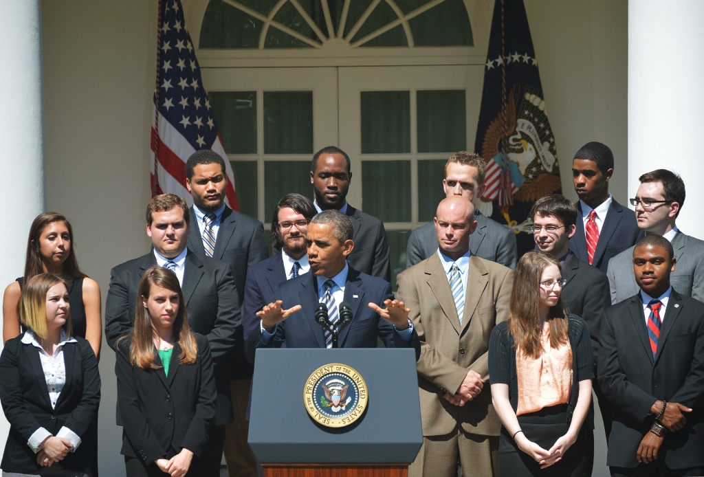 US-POLITICS-EDUCATION-LOANS-OBAMA US President Barack Obama speaks on student loans on May 31, 2013 in the Rose Garden of the White House in Washington, DC.