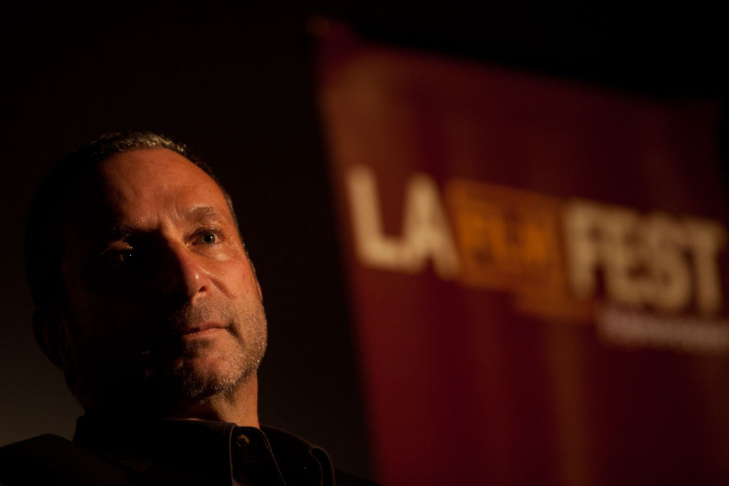 Aaron Sorkin talks with Alan Poul and Greg Mottola at the Los Angeles Film Festival on Friday. The panel was moderated by Madeleine Brand.