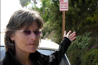 Mercer 7652 Beach watchdog Jenny Price deplores this bogus No Parking Sign on PCH near a beach accessway. The city erected it, illegally, at some homeowners' request.