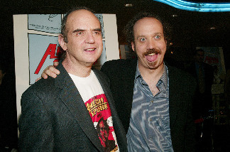 Harvey Pekar (L), shown here with actor Paul Giamatti at the 'American Splendor' film premiere in 2003, died this morning.